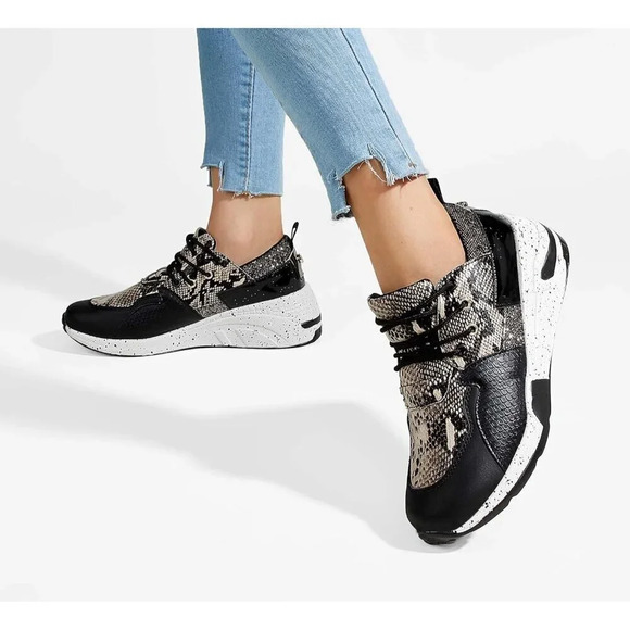 Women's Black  High Heel Wedge Sneakers Fashion Cliff Platform Retro Shoes - Picture 8 of 9